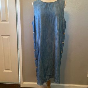 Summer denim dress.